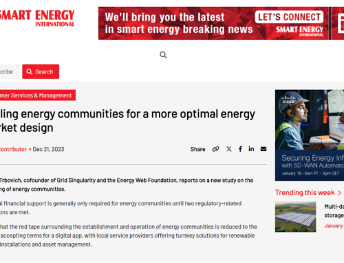 Read the article : Scaling energy communities for a more optimal energy market design published on Smart Energy International