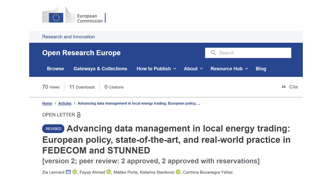 New peer-reviewed publication on data management in local energy trading